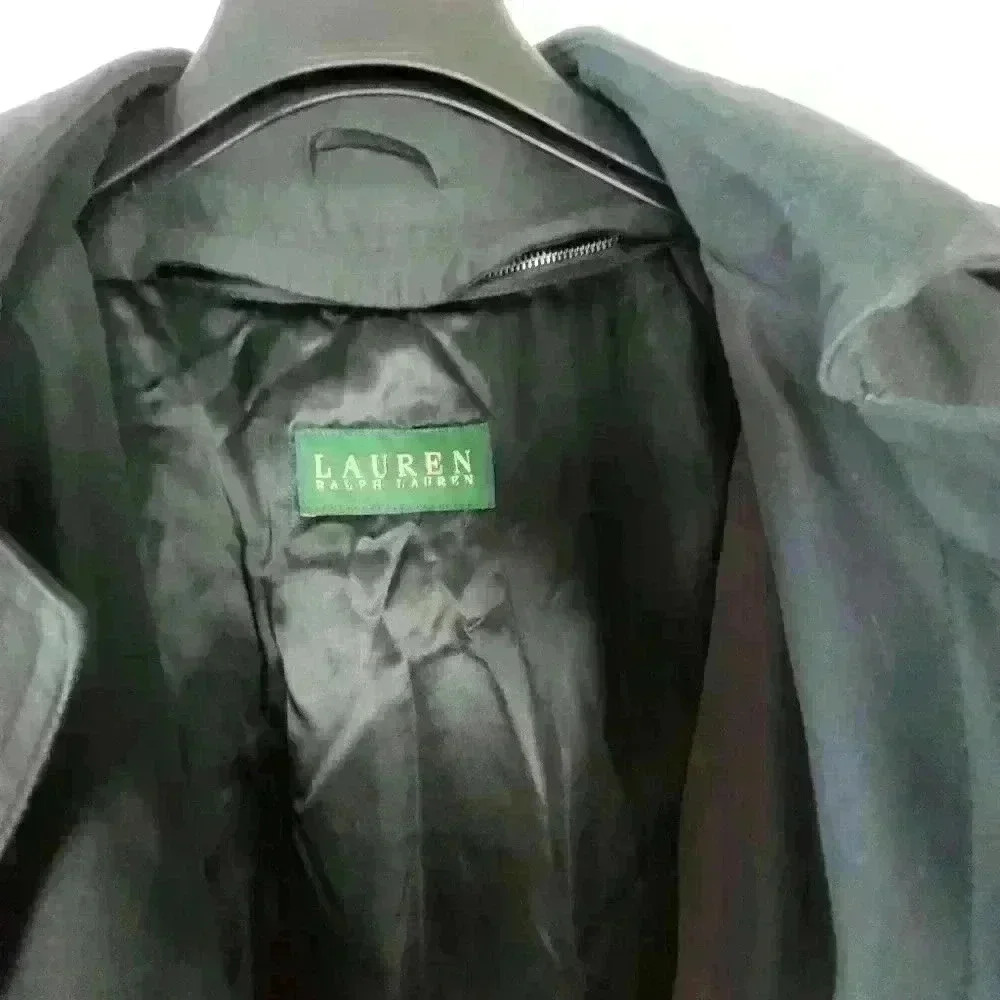 Ralph Lauren Trench Coat Black Jacket Sz 42R - Picture 7 of 14